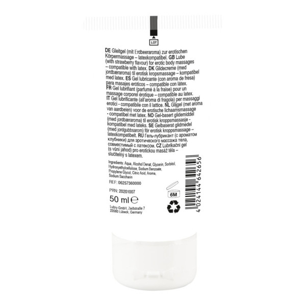 Lubrifiant et gel de massage végétalien comestible goût fraise 50ml 